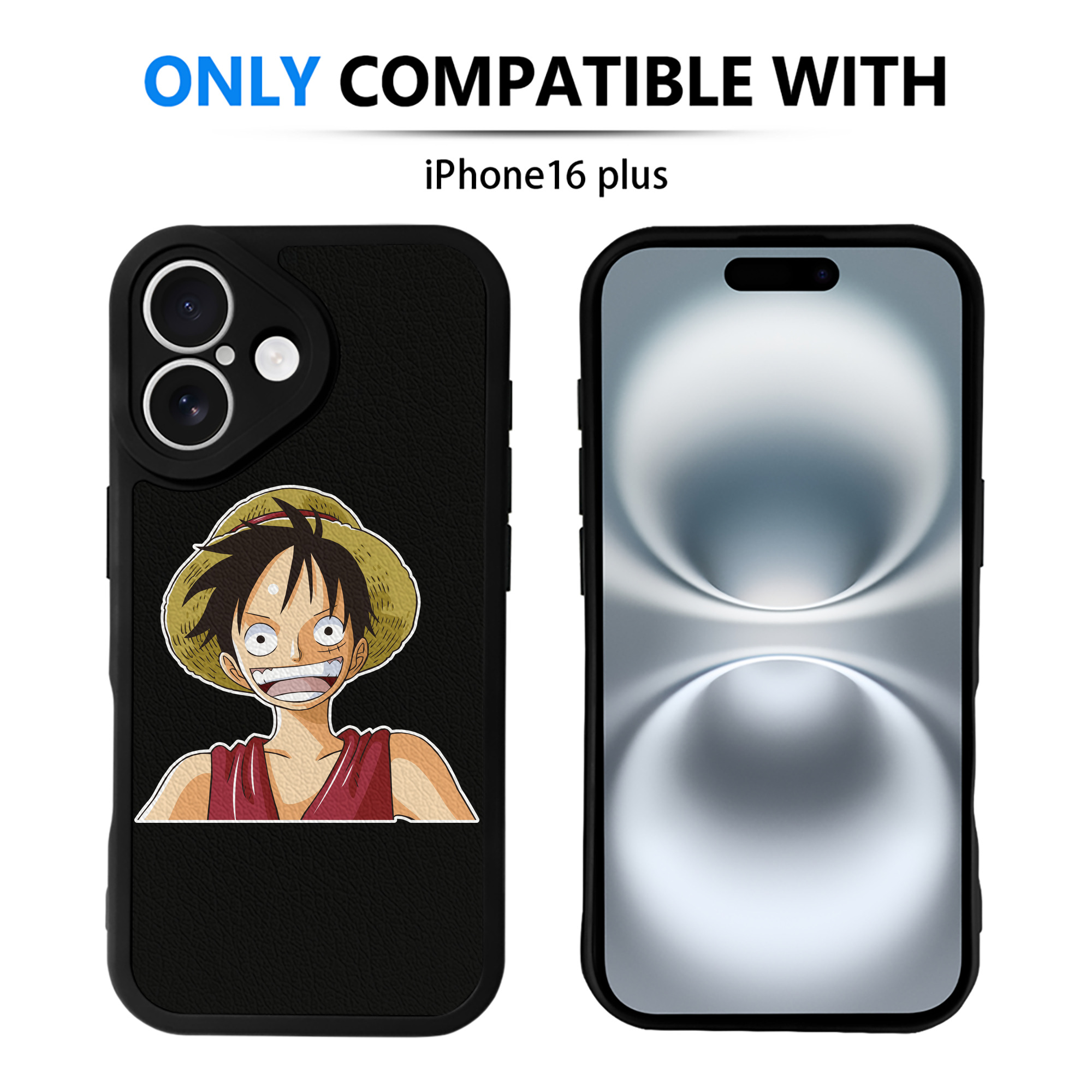 （画像用） ワンピース モンキー・D・ルフィ ONE PIECE Monkey D. Luffy 【iPhone 16シリーズ対応】シリコンスマホケース（レザー調） 材質：シリコン